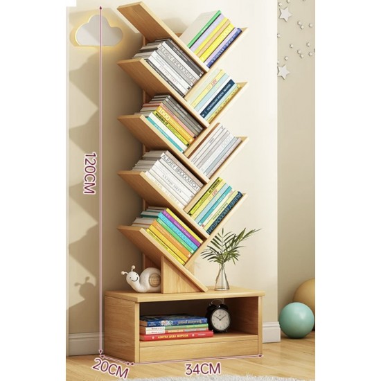 A simple multi-shelf floor-to-ceiling bookcase, reative narrow bookcase, multi-layer bedside reading rack bay window