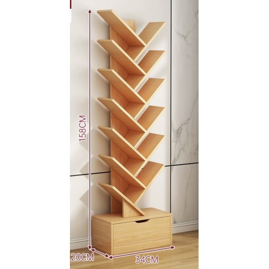 A simple multi-shelf floor-to-ceiling bookcase, reative narrow bookcase, multi-layer bedside reading rack bay window