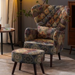 Comfort and style with balcony oasis single chair-sofa combination with patterned floral fabric