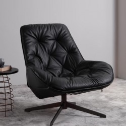 Italian minimalist lounge swivel chair, modern leather sofa and chair, living room and office chair