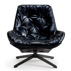 Italian minimalist lounge swivel chair, modern leather sofa and chair, living room and office chair