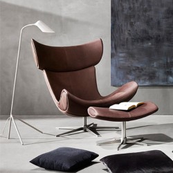 Italian style rotating leisure stainless steel material chair with footrest, balcony lazy chair, leather single sofa chair