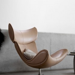 Italian style rotating leisure stainless steel material chair with footrest, balcony lazy chair, leather single sofa chair