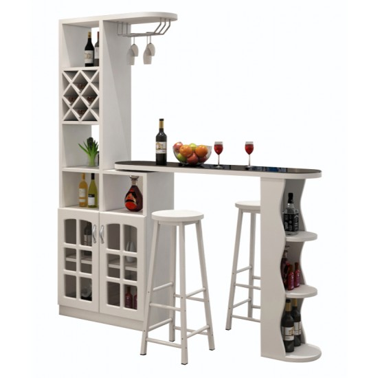A modern multi-functional partition wall cabinet with a revolving European-style small bar separating the hallway from other rooms