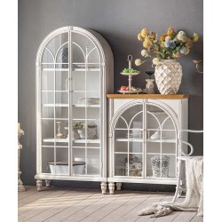 European retro solid wood wine cabinet, multilayer glass door cabinet, living room cabinet