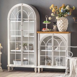 European retro solid wood wine cabinet, multilayer glass door cabinet, living room cabinet