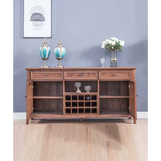 Pure solid wood cabinet, American retro small wine cabinet, double door wine rack cabinet