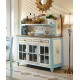 Mediterranean style wine cabinet, three doors, large capacity cabinet, wall integrated storage cabinet