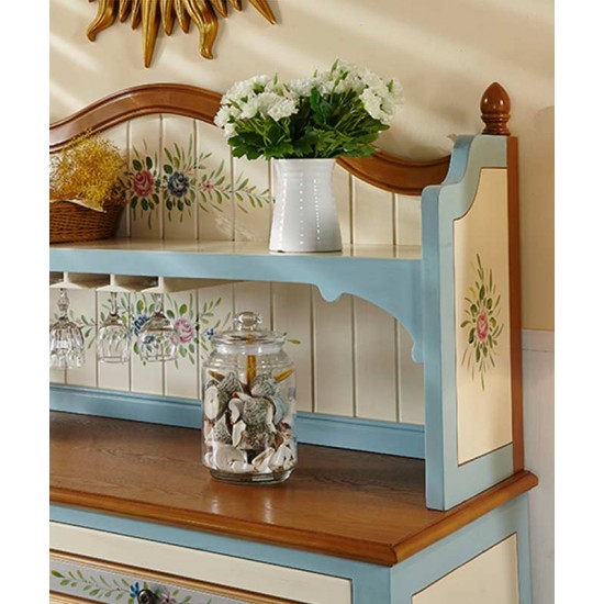Mediterranean style wine cabinet, three doors, large capacity cabinet, wall integrated storage cabinet