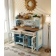 Mediterranean style wine cabinet, three doors, large capacity cabinet, wall integrated storage cabinet