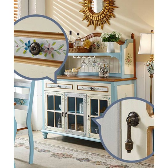 Mediterranean style wine cabinet, three doors, large capacity cabinet, wall integrated storage cabinet