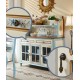 Mediterranean style wine cabinet, three doors, large capacity cabinet, wall integrated storage cabinet