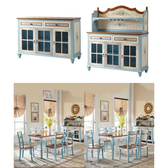 Mediterranean style wine cabinet, three doors, large capacity cabinet, wall integrated storage cabinet