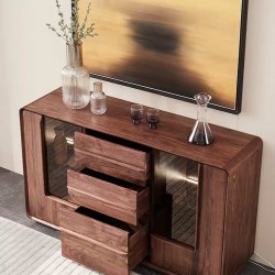 Solid wood cabinet, wine cabinet with glass door, multipurpose storage cabinet for living room