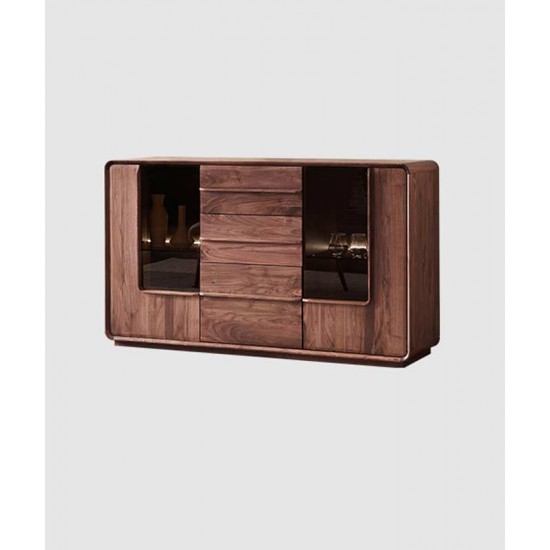 Solid wood cabinet, wine cabinet with glass door, multipurpose storage cabinet for living room