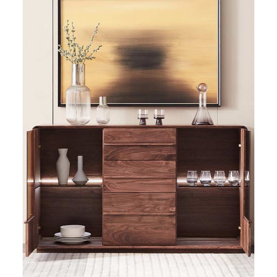 Solid wood cabinet, wine cabinet with glass door, multipurpose storage cabinet for living room