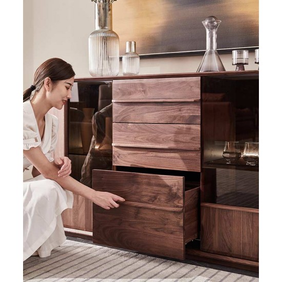 Solid wood cabinet, wine cabinet with glass door, multipurpose storage cabinet for living room