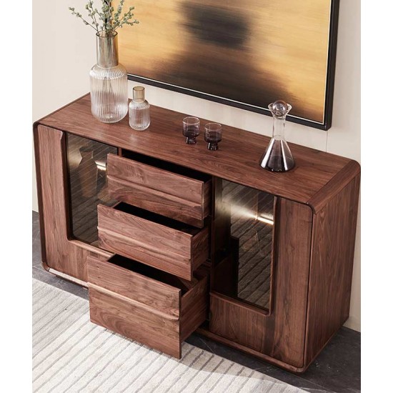 Solid wood cabinet, wine cabinet with glass door, multipurpose storage cabinet for living room