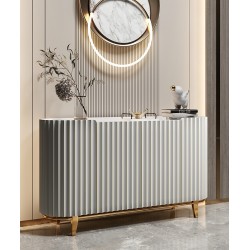 Italian luxury solid wood oval cabinet light sideboard with marble top postmodern style 