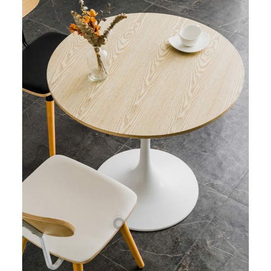 A beautiful dining table in a round cafe table made of light luxury, sturdy material that enhances your dining experience