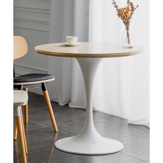 A beautiful dining table in a round cafe table made of light luxury, sturdy material that enhances your dining experience