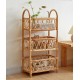 Rattan woven multilayer simple shelf, living room storage rack, rattan flower stand
