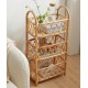 Rattan woven multilayer simple shelf, living room storage rack, rattan flower stand