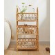 Rattan woven multilayer simple shelf, living room storage rack, rattan flower stand