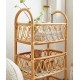 Rattan woven multilayer simple shelf, living room storage rack, rattan flower stand