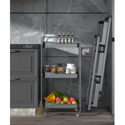 Three tiered shelving for organization and style, ample storage and display