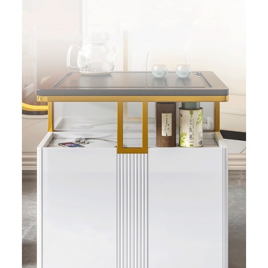 Сombined multi-functional square small tea table and chair mobile movable tea cart with automatic boiling system USB charger