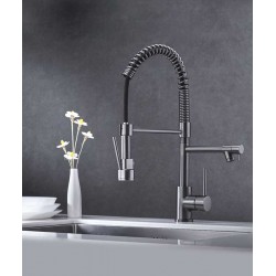 German kitchen faucet, hot and cold water sink, kitchen sink faucet, full copper swivel telescopic faucet