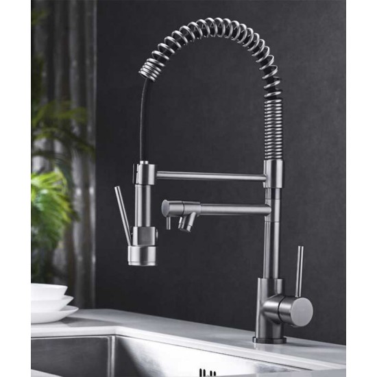 German kitchen faucet, hot and cold water sink, kitchen sink faucet, full copper swivel telescopic faucet