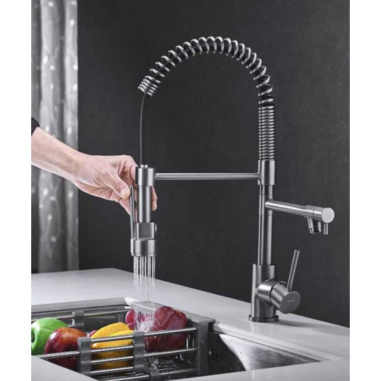 German kitchen faucet, hot and cold water sink, kitchen sink faucet, full copper swivel telescopic faucet