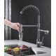 German kitchen faucet, hot and cold water sink, kitchen sink faucet, full copper swivel telescopic faucet