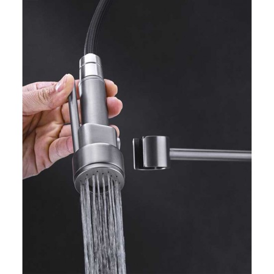 German kitchen faucet, hot and cold water sink, kitchen sink faucet, full copper swivel telescopic faucet