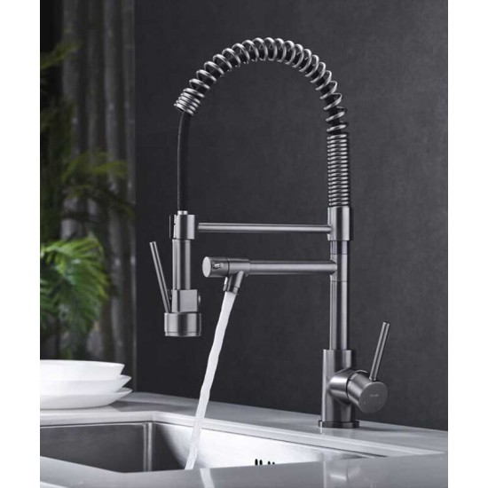 German kitchen faucet, hot and cold water sink, kitchen sink faucet, full copper swivel telescopic faucet