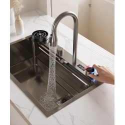 Large, single-slot, multifunctional vegetable basin for the kitchen in stainless steel