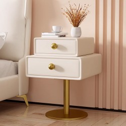 Cream color cube swivel modern simple solid wood leather high end boutique bed cabinet bedroom cabinet