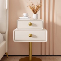 Cream color cube swivel modern simple solid wood leather high end boutique bed cabinet bedroom cabinet