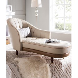 European-style luxury modern L shape leather chaise lounge, single beauty couch bedroom balcony minimalist rubber wood material lazy sofa