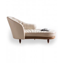 European-style luxury modern L shape leather chaise lounge, single beauty couch bedroom balcony minimalist rubber wood material lazy sofa