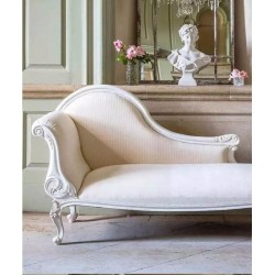 Luxurious French-style chaise longue Comfortable upholstered artistic chaise longue sofa with elegant solid wood back