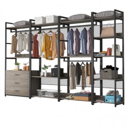 Floor-to-ceiling open walk-in luxury cloakroom, open walk-in cloakroom combination cabinet, metal rack corner hanging clothes