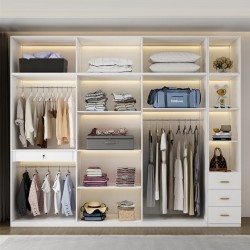 Luxury modern minimalist wardrobe with solid wood glass door cloakroom three four five six eight door large wardrobe