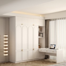Modern multifunctional cream style large adult wardrobe desk integrated home wardrobe with corner dressing table and makeup table
