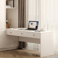 Modern multifunctional cream style large adult wardrobe desk integrated home wardrobe with corner dressing table and makeup table