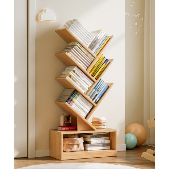 A simple multi-shelf floor-to-ceiling bookcase, reative narrow bookcase, multi-layer bedside reading rack bay window