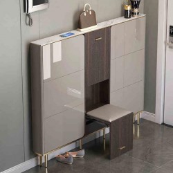 Shoe cabinet in the hallway a luxurious shoe cabinet with a hidden stool