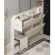 Cream-style ultra-thin shoe cabinet for narrow corridors slim cabinet with stool high quality texture unique arched doors design